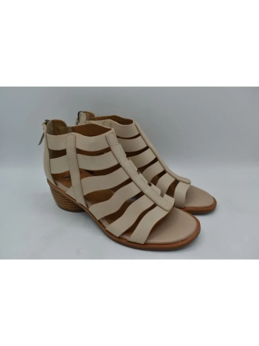 Sofft Womens Size‎ 9 Carmen Beige Leather Block Heel Gladiator Sandals Shoes